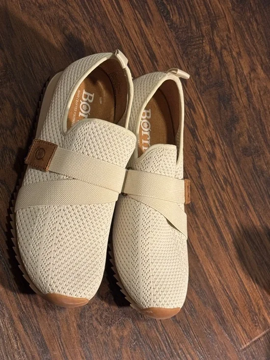 Born Women's Knit Slip-On Sneakers in Cream with Tan Accents - Picture 5 of 12